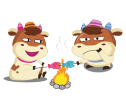 Little Cute Pink Couple on Picnic sticker #15890300