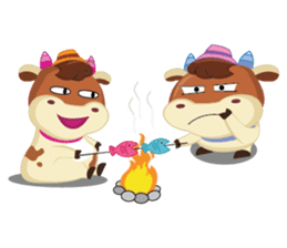 Little Cute Pink Couple on Picnic sticker #15890300