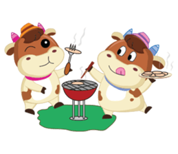 Little Cute Pink Couple on Picnic sticker #15890304