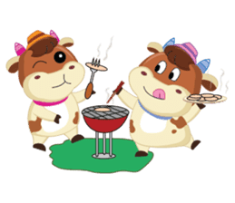 Little Cute Pink Couple on Picnic sticker #15890304