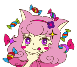 Pink cat girl sticker #15905168