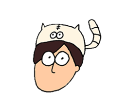 People wearing cat's hat and cats sticker #15917032