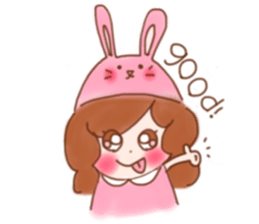 lovely rabbit girl sticker #15935640