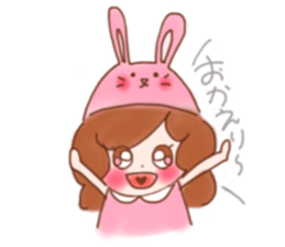 lovely rabbit girl sticker #15935659