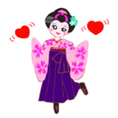 Colorful kimono beautiful Hakama version sticker #15940802