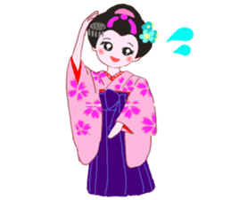 Colorful kimono beautiful Hakama version sticker #15940804
