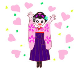 Colorful kimono beautiful Hakama version sticker #15940805