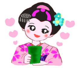 Colorful kimono beautiful Hakama version sticker #15940811