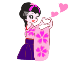 Colorful kimono beautiful Hakama version sticker #15940813