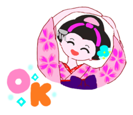 Colorful kimono beautiful Hakama version sticker #15940815