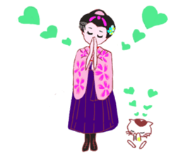 Colorful kimono beautiful Hakama version sticker #15940818