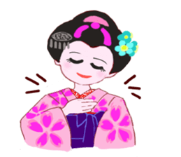 Colorful kimono beautiful Hakama version sticker #15940822
