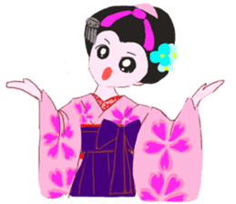 Colorful kimono beautiful Hakama version sticker #15940825