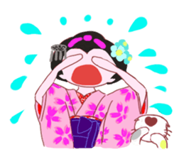 Colorful kimono beautiful Hakama version sticker #15940833