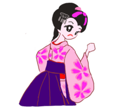 Colorful kimono beautiful Hakama version sticker #15940835