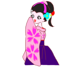 Colorful kimono beautiful Hakama version sticker #15940838