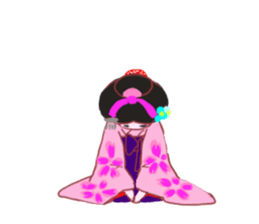 Colorful kimono beautiful Hakama version sticker #15940840