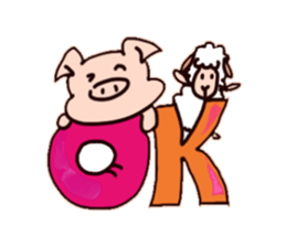 lucky pig and sheep sticker #15944972