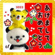 สติ๊กเกอร์ไลน์ Amigurumi Panda's New Year 2022