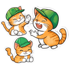 สติ๊กเกอร์ไลน์ Kawaii green hat cat