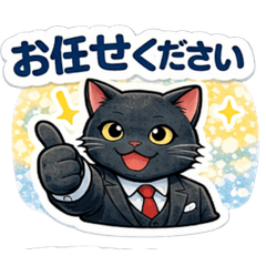 黒猫のお仕事スタンプ（敬語・日常）