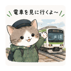電車大好き！ねこのスタンプ