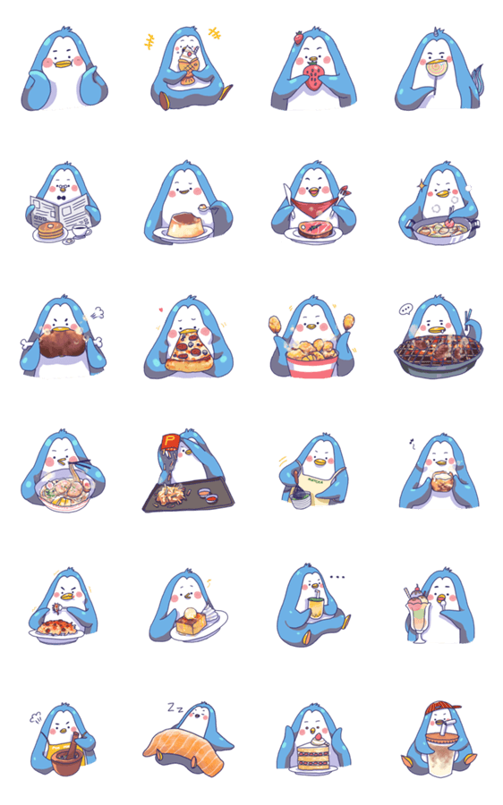 สติ๊กเกอร์ไลน์ [Big Sticker] Hungry Penguin