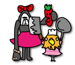 Girls of bird and gorilla. sticker #69344