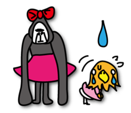 Girls of bird and gorilla. sticker #69351