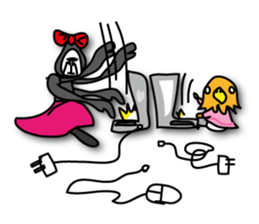 Girls of bird and gorilla. sticker #69354