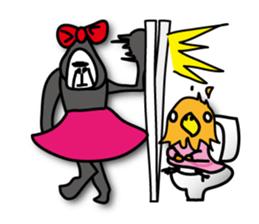 Girls of bird and gorilla. sticker #69359