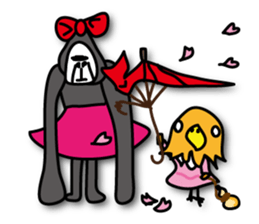 Girls of bird and gorilla. sticker #69366