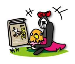 Girls of bird and gorilla. sticker #69367