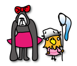 Girls of bird and gorilla. sticker #69371