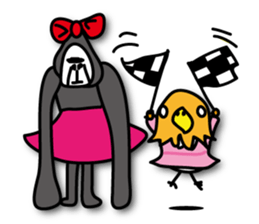 Girls of bird and gorilla. sticker #69372