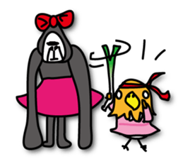Girls of bird and gorilla. sticker #69373