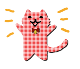Cat of the gingham checked pattern sticker #73078