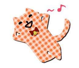 Cat of the gingham checked pattern sticker #73081
