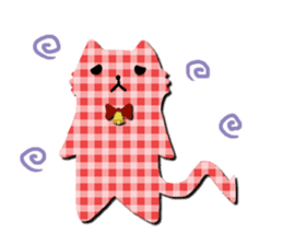 Cat of the gingham checked pattern sticker #73082