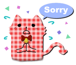 Cat of the gingham checked pattern sticker #73086