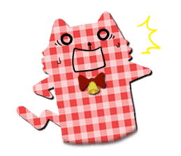 Cat of the gingham checked pattern sticker #73087