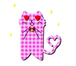 Cat of the gingham checked pattern sticker #73088