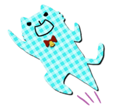 Cat of the gingham checked pattern sticker #73090