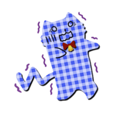 Cat of the gingham checked pattern sticker #73091