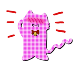 Cat of the gingham checked pattern sticker #73092