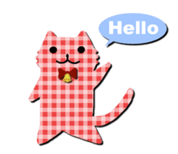 Cat of the gingham checked pattern sticker #73094
