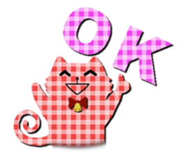 Cat of the gingham checked pattern sticker #73096