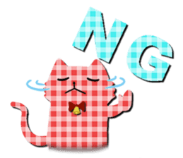 Cat of the gingham checked pattern sticker #73097