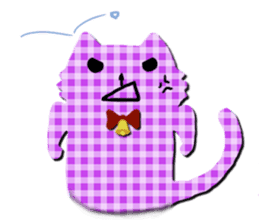 Cat of the gingham checked pattern sticker #73098