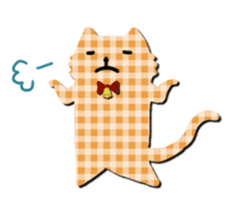 Cat of the gingham checked pattern sticker #73100